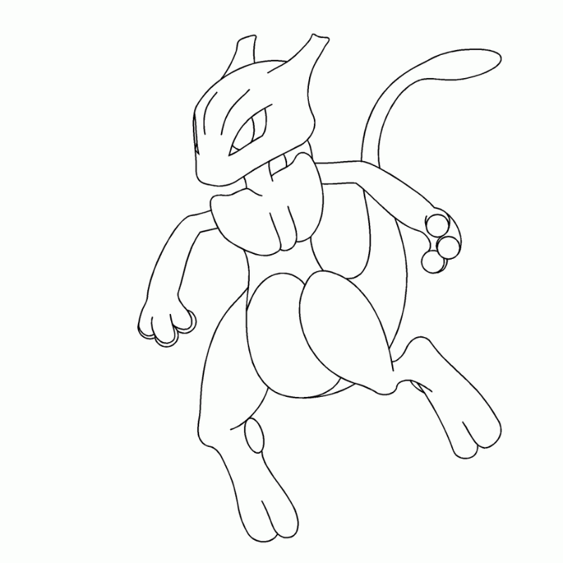 Tranh cho bé tô màu pokemon Mewtwo