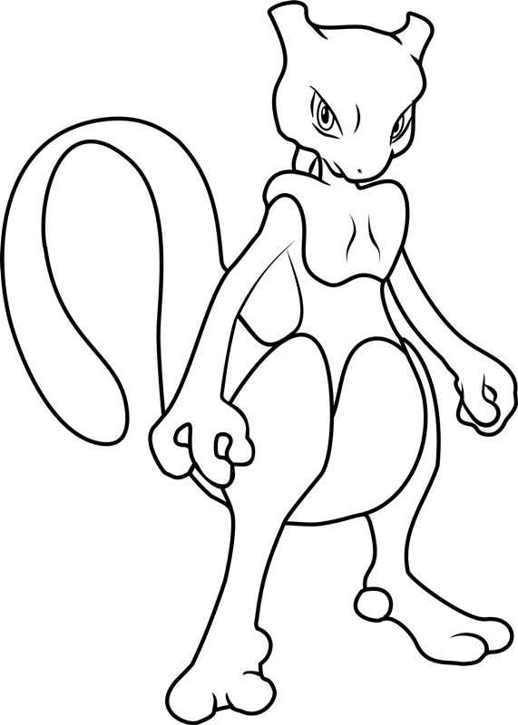 Tranh cho bé tô màu pokemon Mewtwo rõ nét